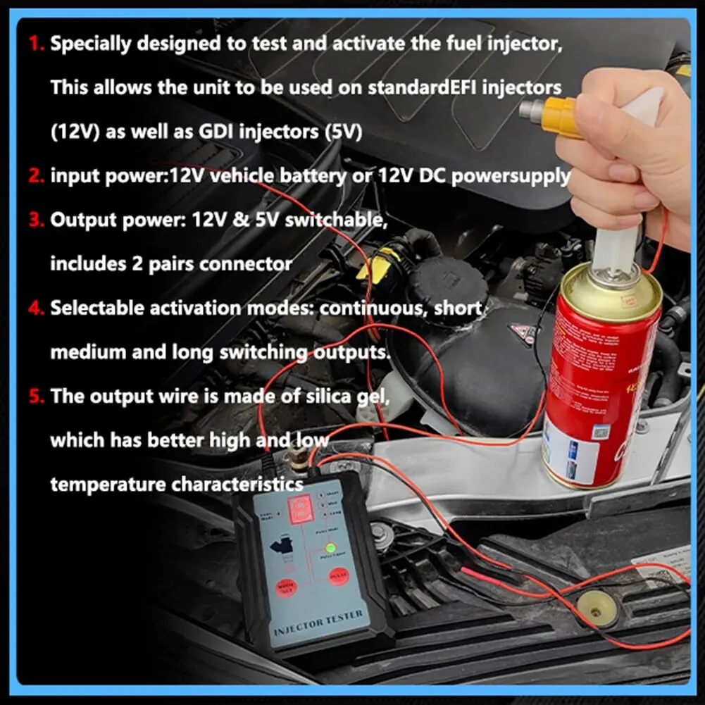 Fuel Injector Tester DIY Cleaning Tool Test Two Injectors Simultaneously 8 Pulse Power Drive Mode