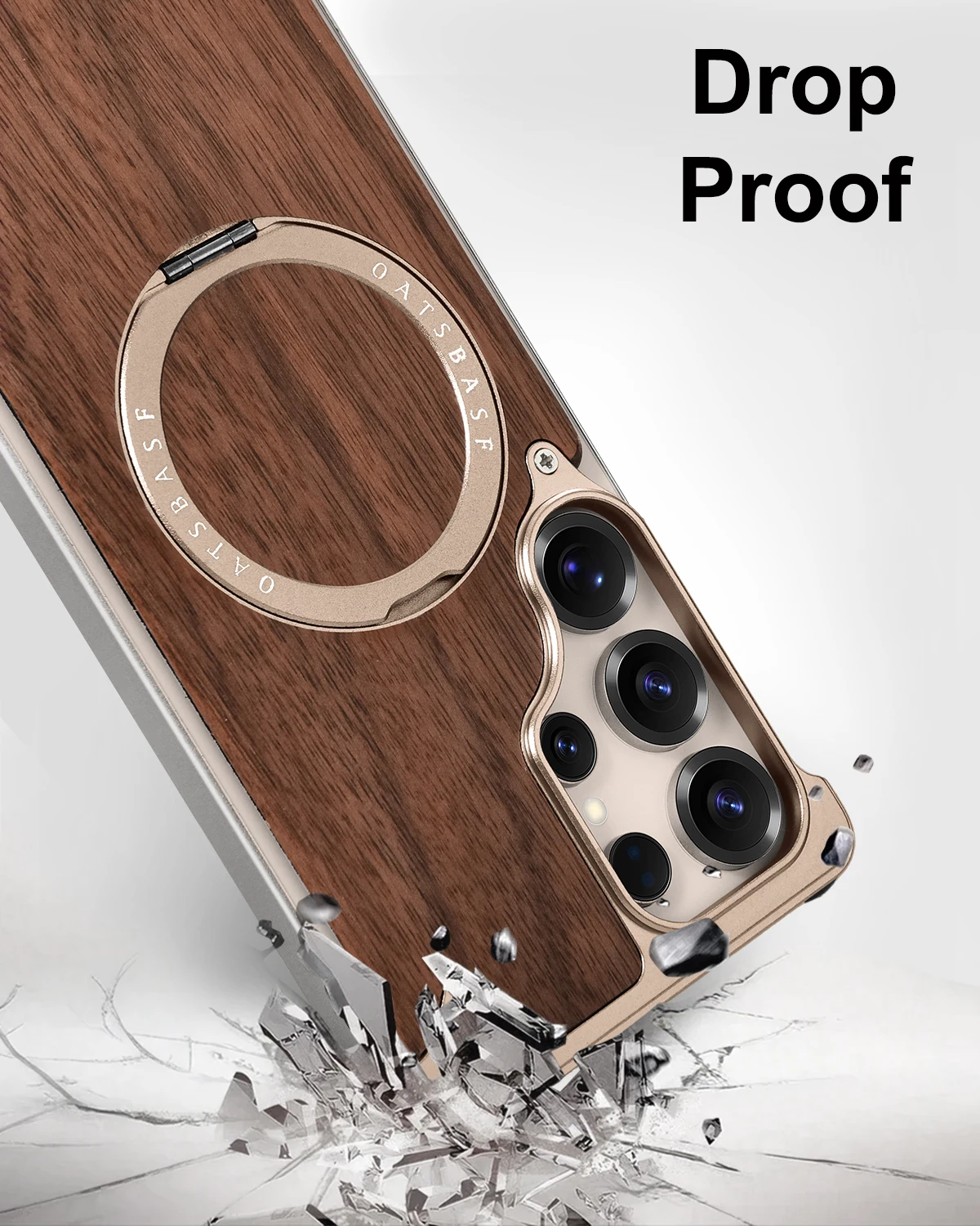 Eary Wood Case for Galaxy S25 S24 Ultra With 360° Rotation Kickstand Shockproof Protective Cover Unique Wooden Design Frameless