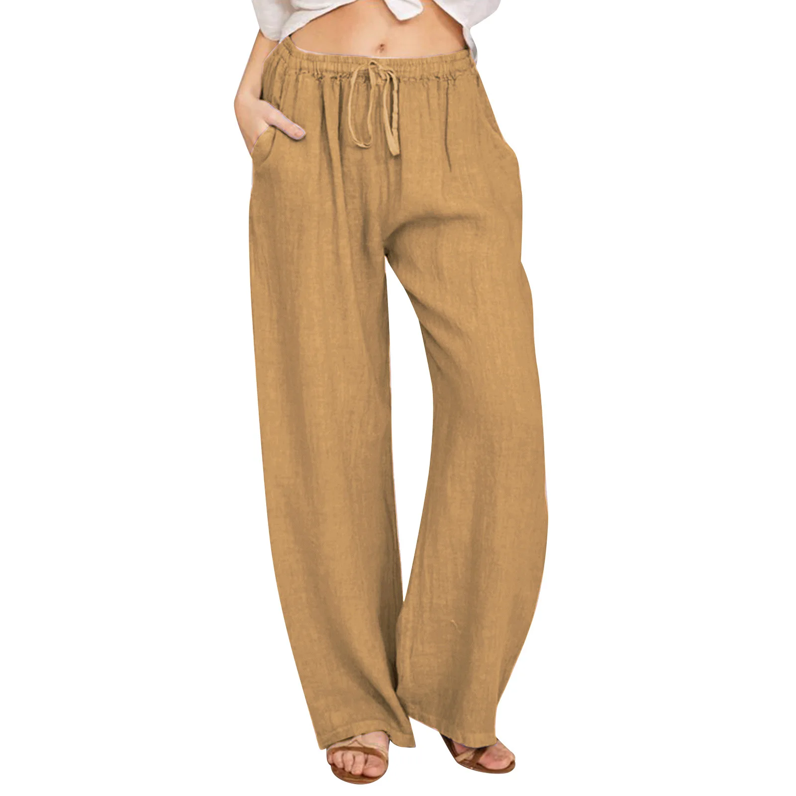Women's Loose Linen Casual Wide-leg Trousers Woman