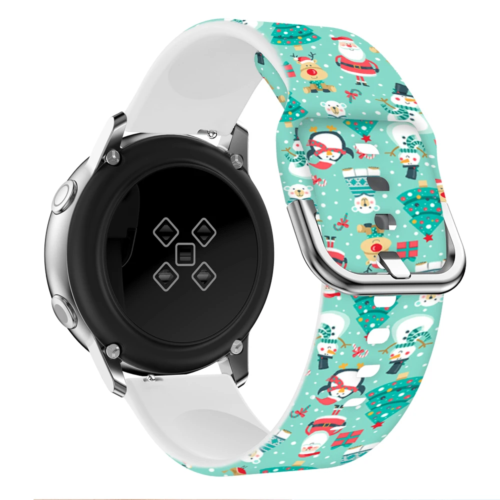 Christmas-Themed Silicone Watch Strap with Festive Prints
