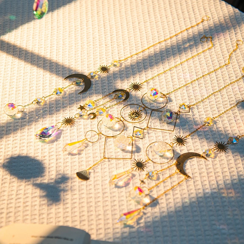 Crystals Wind Chime Prism Sun Catchers Handmade Jewellery Garden Hanging Pendant Rainbow Chaser Ornament Window Garden Decor outdoor wind chimes wind bell pendant