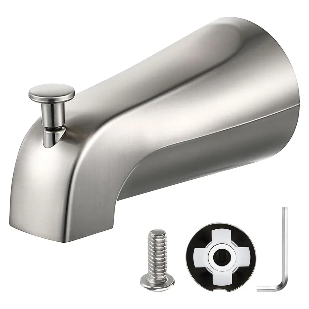 Sliding Bath Spout Bathtub Faucet With Diverter Solid Construction Brushed Nickel Finish Easy Operation Complete Accessories 3
