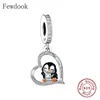 Fit Original Charm Bracelet 925 Sterling Silver Penguin Mum Dad and Baby Heart Dangle Bead For Making Women Family Berloque New 3