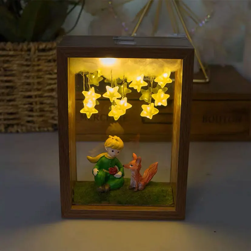 De Kleine Prins Nachtlampje Handgemaakt Diy Foto Framestarry Fox Rose Sprookje Home Decor Slaapkamer Lamp Ornament Verjaardagscadeau