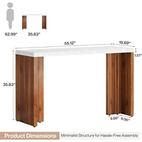 LITTLE TREE Home Bar Unit, 55.12-Inch Bar Table, Modern Freestanding Mini Bar for Home Kitchen, Living Room, Balcony, Basement 3