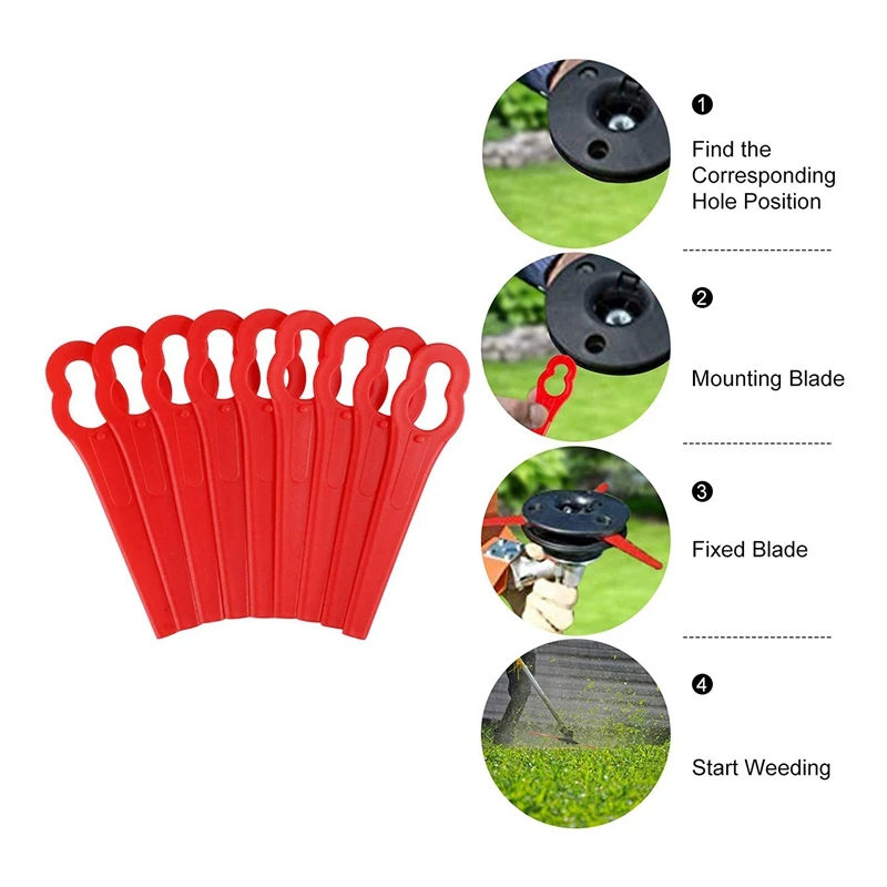 80 Pcs 8.3CM Plastic Grass Trimmer Blade Replacement Blades Lawn Mower Blades For  Einhell Lawn Mower 2