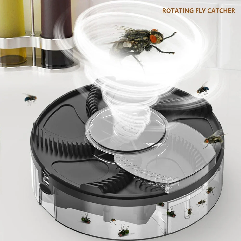 Automatic Fly Catcher USB Rechargeable Plug-In 1200mAh Physical Fly Catching Kitchen Flytrap Quiet Removable Insect Reject