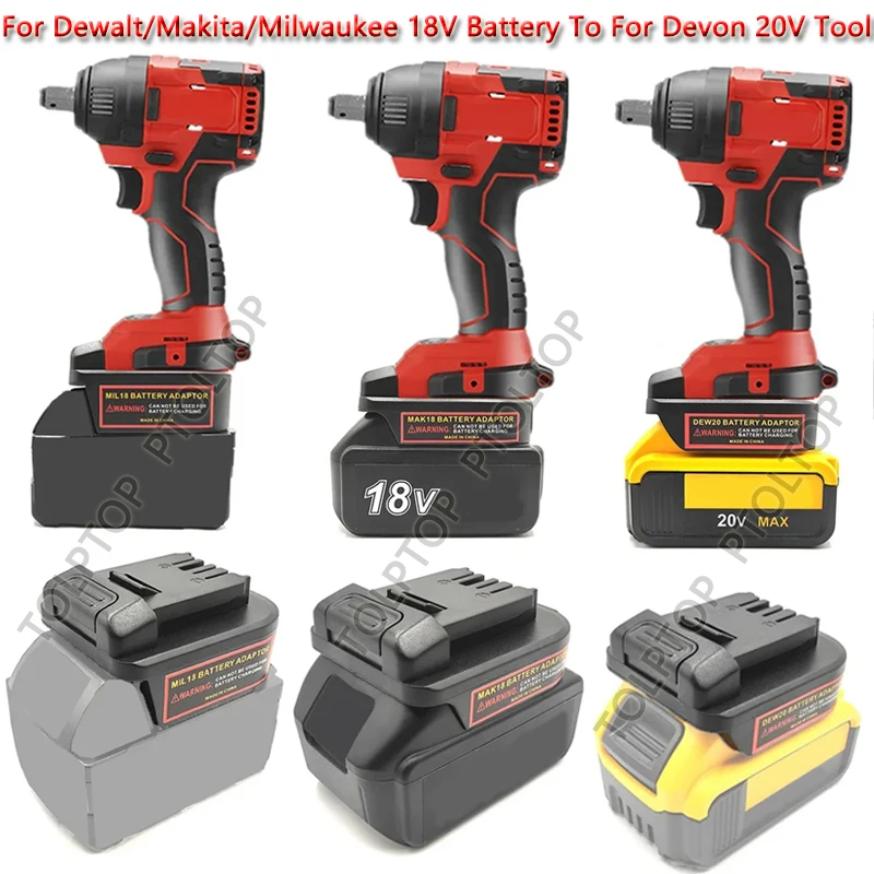 

Battery Adapter Converter for Dewalt/Makita/Milwaukee 18-20V Lithium Battery Convert To for Devon 20V Power Tools Use DCB184