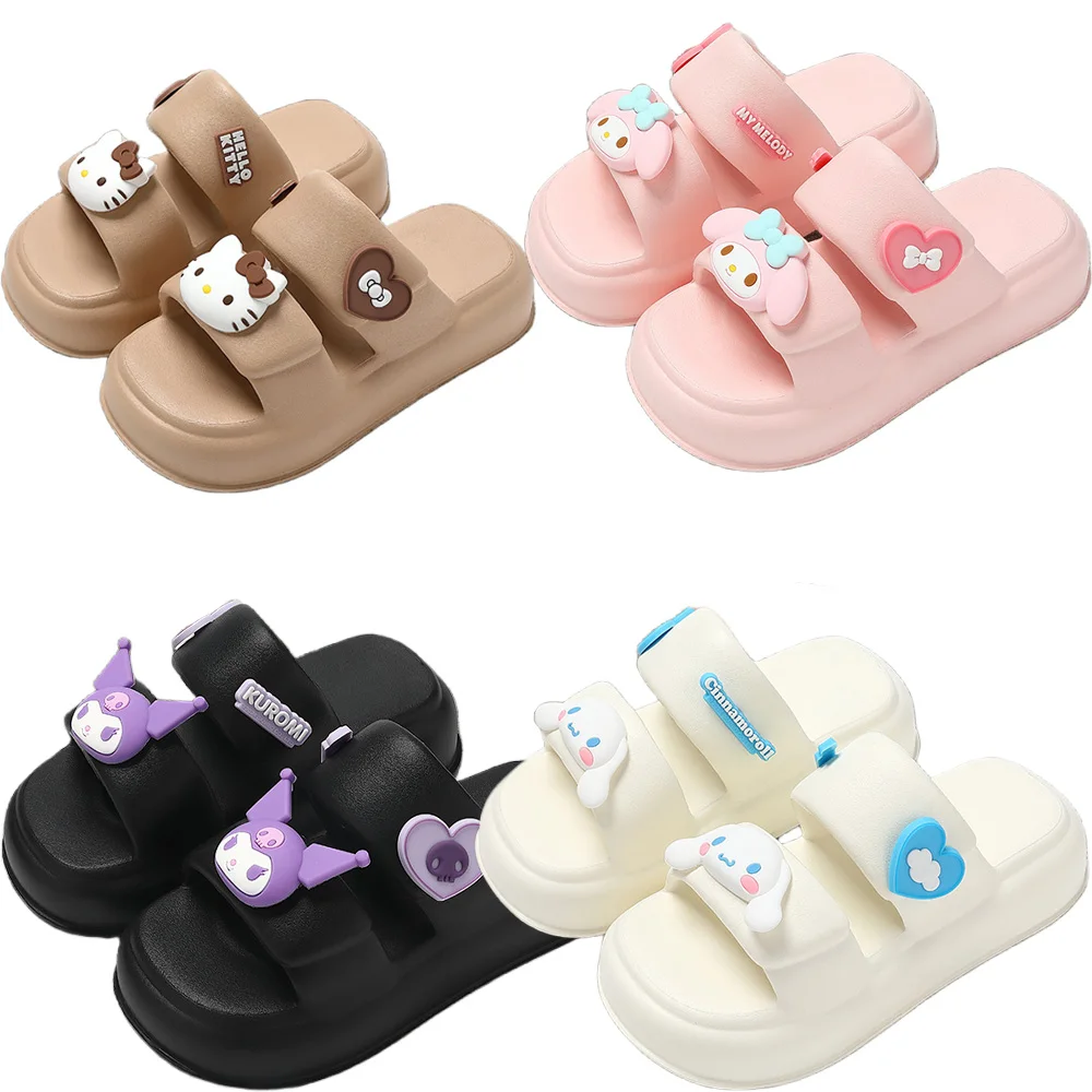 

Летние тапочки для кукол Sanrios, модель Hello Kitty Cinnamoroll My Melody Kuromi Kawaii, Нескользящие сандалии, симпатичная обувь на платформе