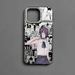 Cool Anime R - Reze Black Matte Multicolor Laser Metallic Aurora Phone Case for iPhone 12 Pro Max (Z1)