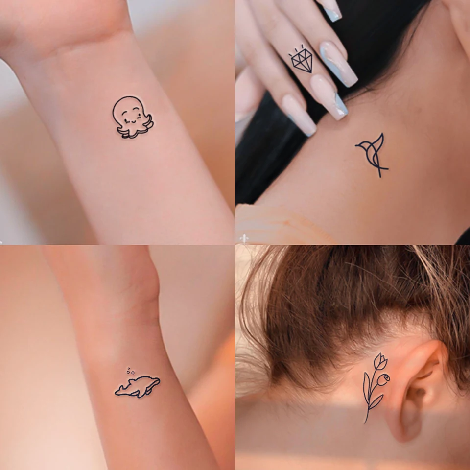 幾何学模様の一時的なタトゥーステッカー,防水,偽のタトゥー,半永久的