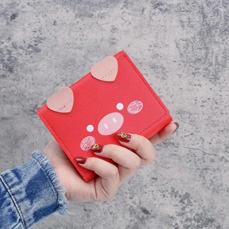 Korean Version Cute Cartoon Women's Short Wallet Card Bag Student Three Fold Wallet Fashion Female Zero Wallet Leather