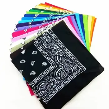 1-3Pcs Fashion Hip Hop Cotton Bandana Square Scarf 54cm*54cm Black Red Paisley Headband Printed For Women/Men/Boys/Girls