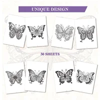 1 шт. книги для рисования, элегантная замысловатая красивая спиральная книжка-раскраска на бабочке, для детальных моментов раскрашивания природы — изображение 6