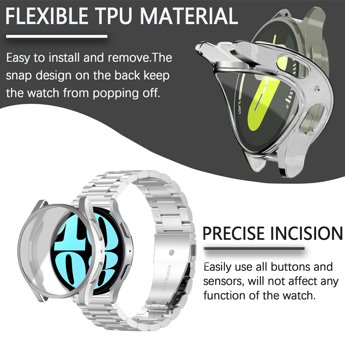 Stainless Steel Metal Band with TPU Case