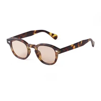 Lunettes de soleil rondes vintage effet écaille de tortue pour femmes et hommes, design de marque 2026, rétro avec rivets, verres jaunes et bleus, lunettes de soleil carrées pour femme et homme 2