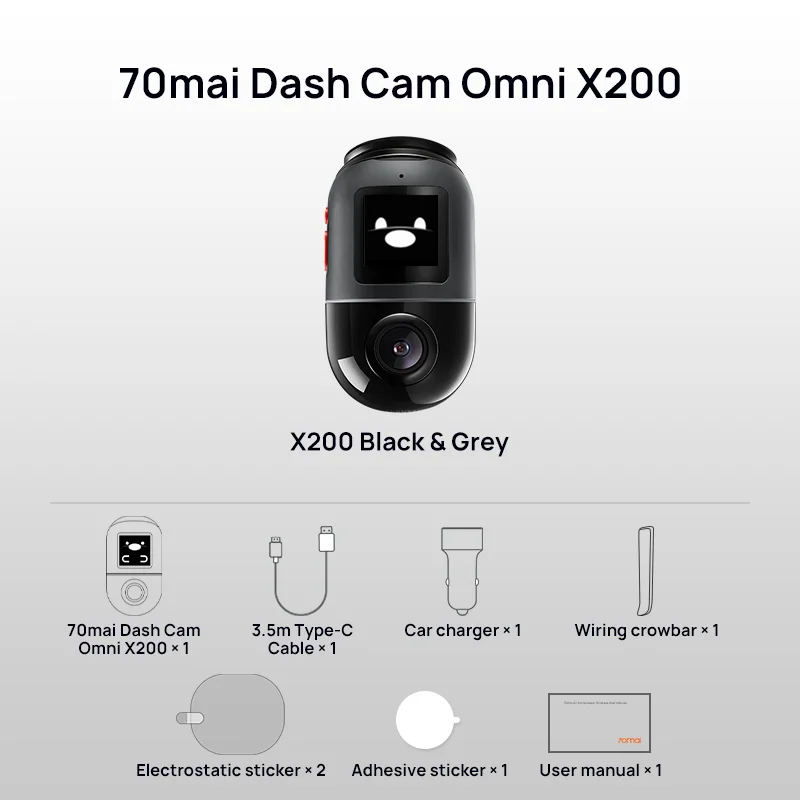 70mai Dash Cam Omni X200 360° Full View Design AI Motion Detection Car DVR  Built-in GPS ADAS 24H Parking Monitior eMMC Storage - AliExpress