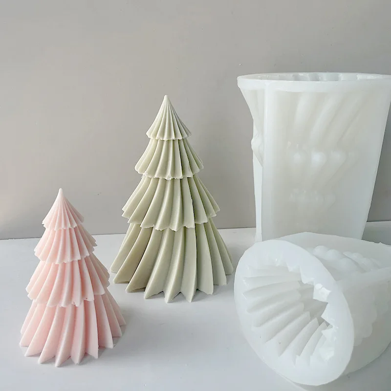 3D Geometric Spinning Pine Silicone Candle Mold DIY Christmas tree Candle Making Supplies Soap Resin Mold Gifts Craft Home Decor