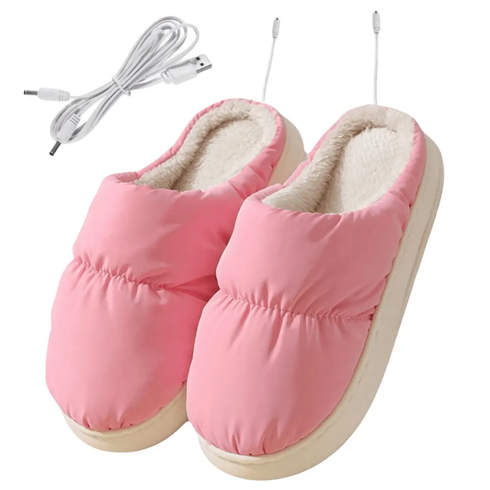 Plush Heated Slippers with USB Charging for Winter