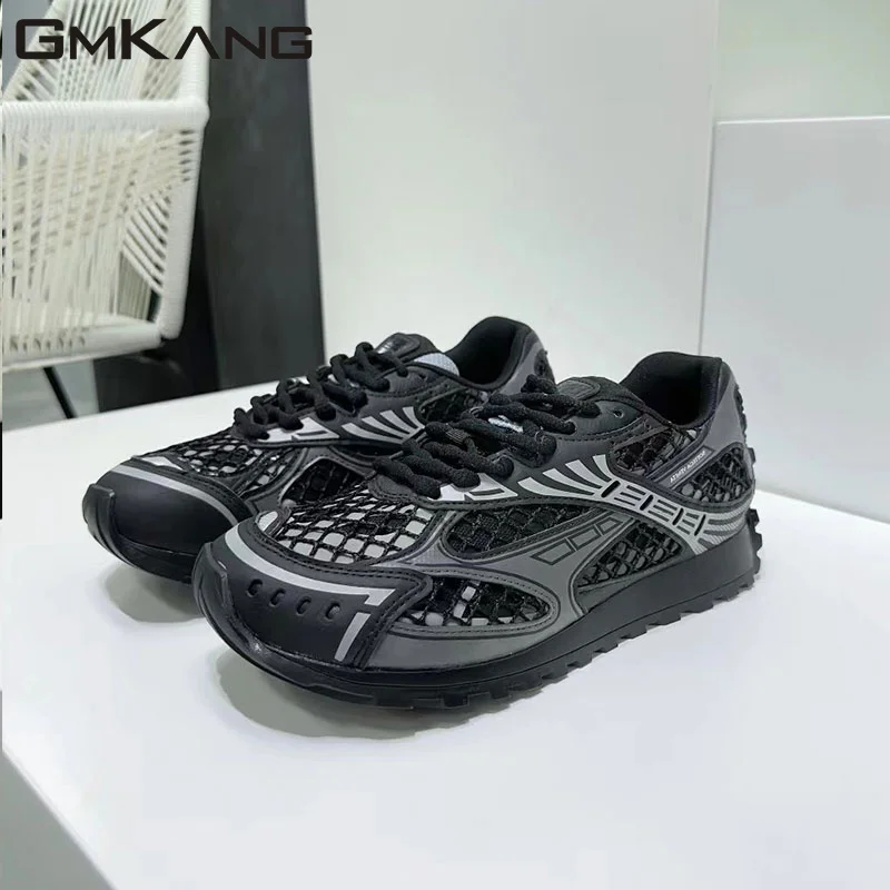 High Quality Casual Sneakers Women Lace-up Round Toe Running Shoes Woman Comfort Patchwork Flat Shoes Unisex Sneakers Men