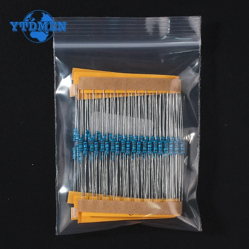 120PCS Metal Film Resistor Kit 1/4w 1% Resistance 2ohm 2.2ohm 2.4ohm 2.7ohm 3ohm 3.3ohm for Car Airbag Repair Resistor 0.25w