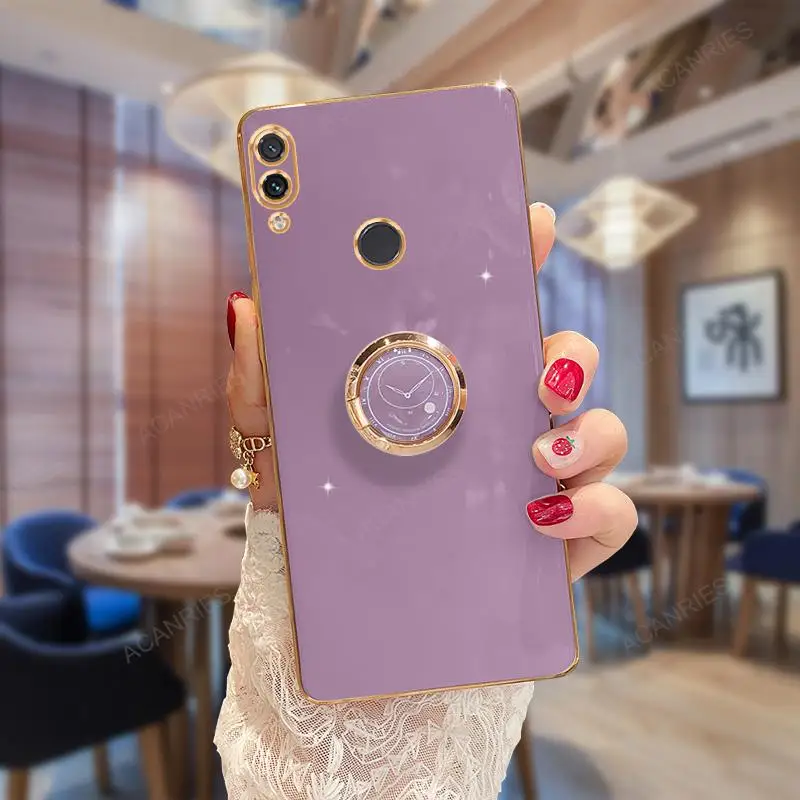 Elegant Plating Ring Holder Stand Case - Soft Silicone Back Cover