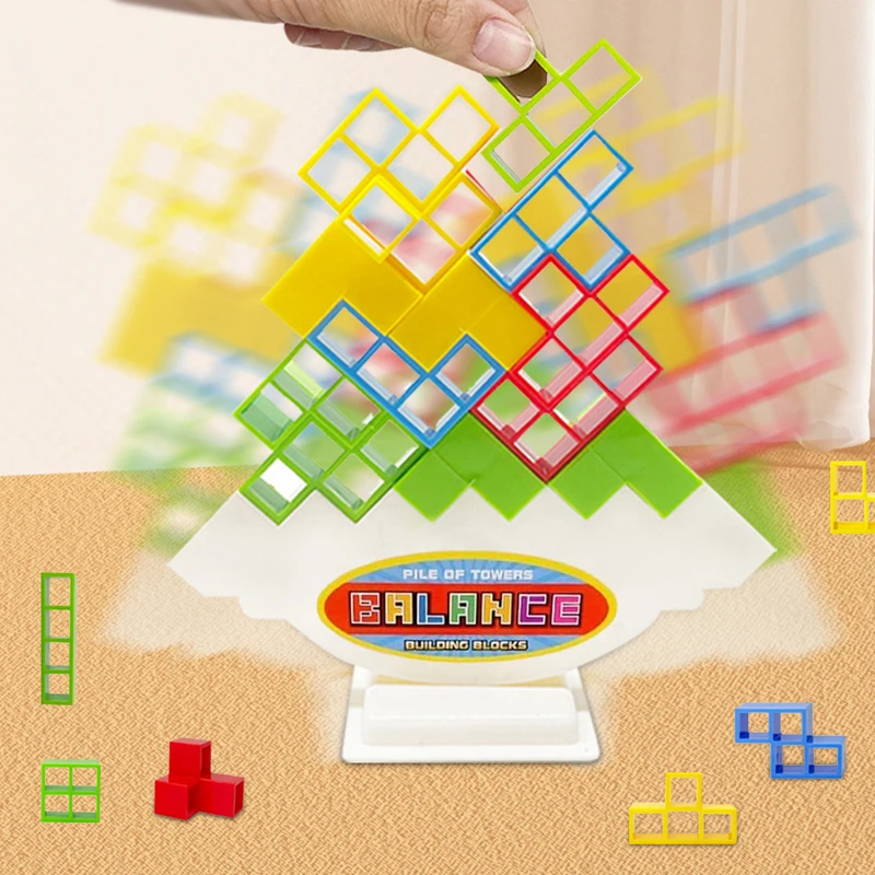 Educational Toy Balance Game Russian Building Blocks Tetris Tower Balance Game DIY Assembly Puzzle Building Blocks Gifts