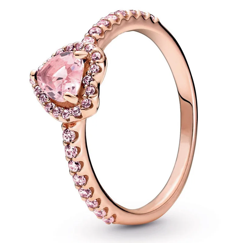 

Original Moments Rose Gold Sparkling Elevated Heart Ring For Women 925 Sterling Silver Wedding Gift Fashion Jewelry