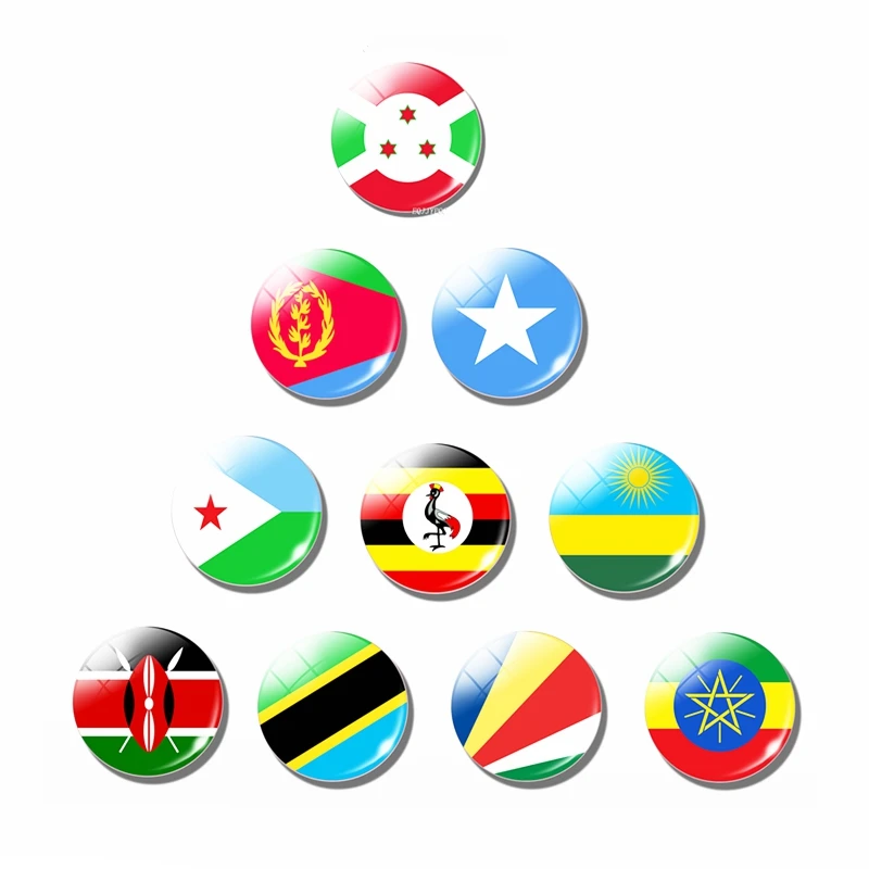 Glass Fridge Magnets Decor for Decoration Countries Flag Ethiopia Eritrea Somali Ethiopia Uganda Tanzania Uganda 30MM