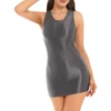 Women's Oil Glossy Stretch Tank Mini Dress Solid Color Sleeveless Tights Bodycon Short Dress Stretch U Neck Party Sundress 1