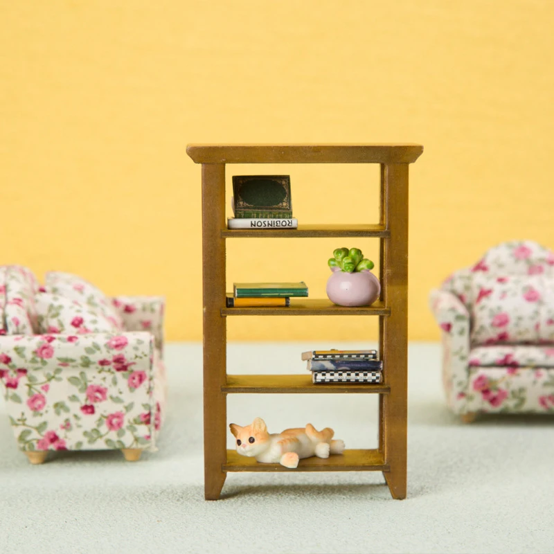 

1/12 Dollhouse Simulation Bookshelf Multi Layer Storage Rack Dollhouse Miniature Furniture Cupboard Decor DollsHouse Accessories
