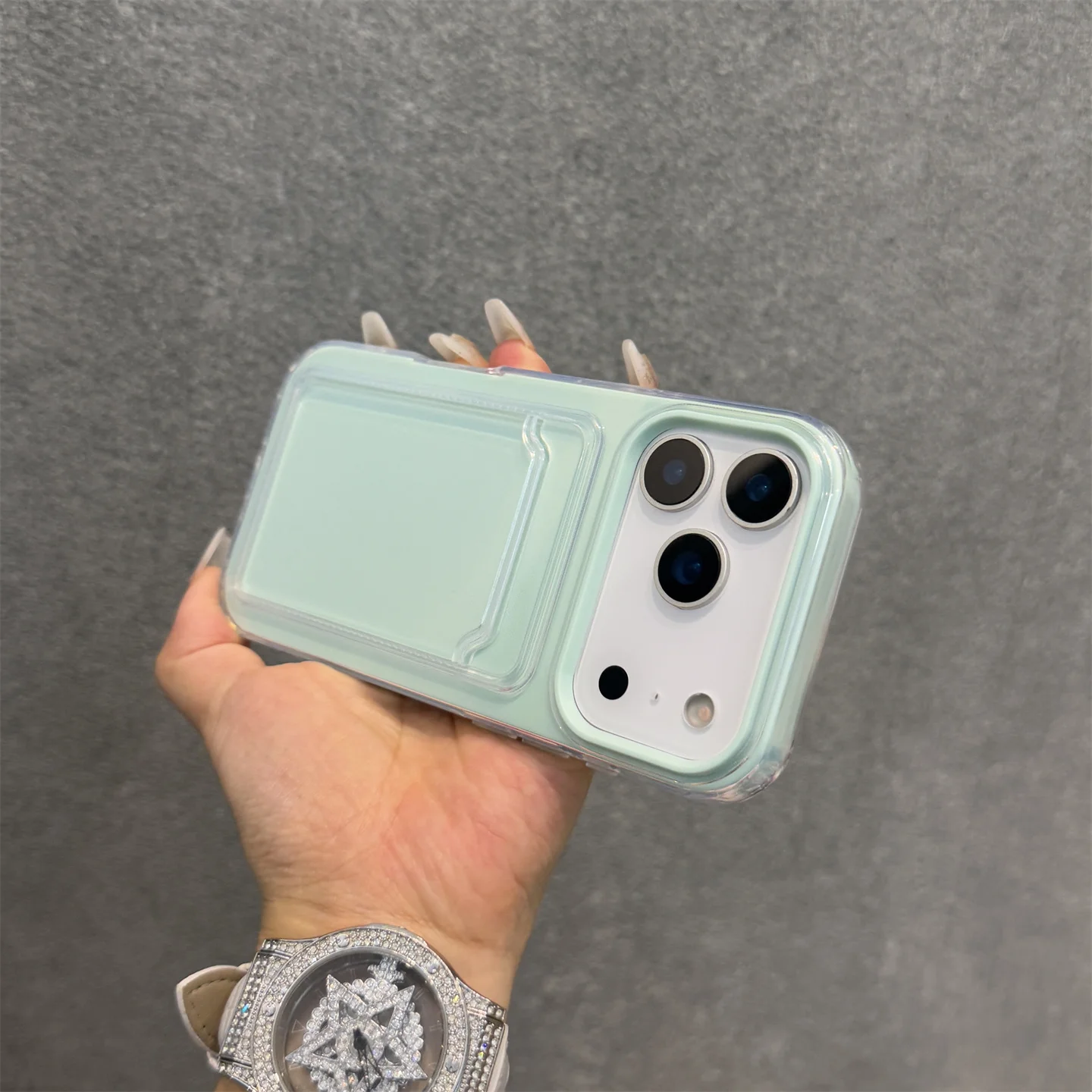 Candy Color Shockproof Phone Case with Card Slot and Photo Clip
