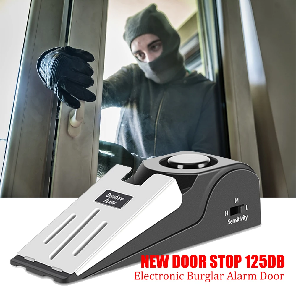 Stainless Steel Door Stop Alarm 3 Sensitivity Level 125db Sensor Wedge