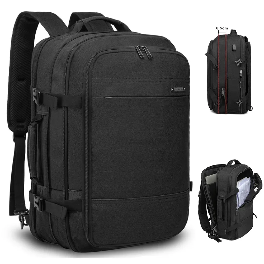 

40L Mens Backpack Large Capacity Expandable Male Business Travel Bags USB Charging Waterproof 17.3 Inch Laptop Backpacks