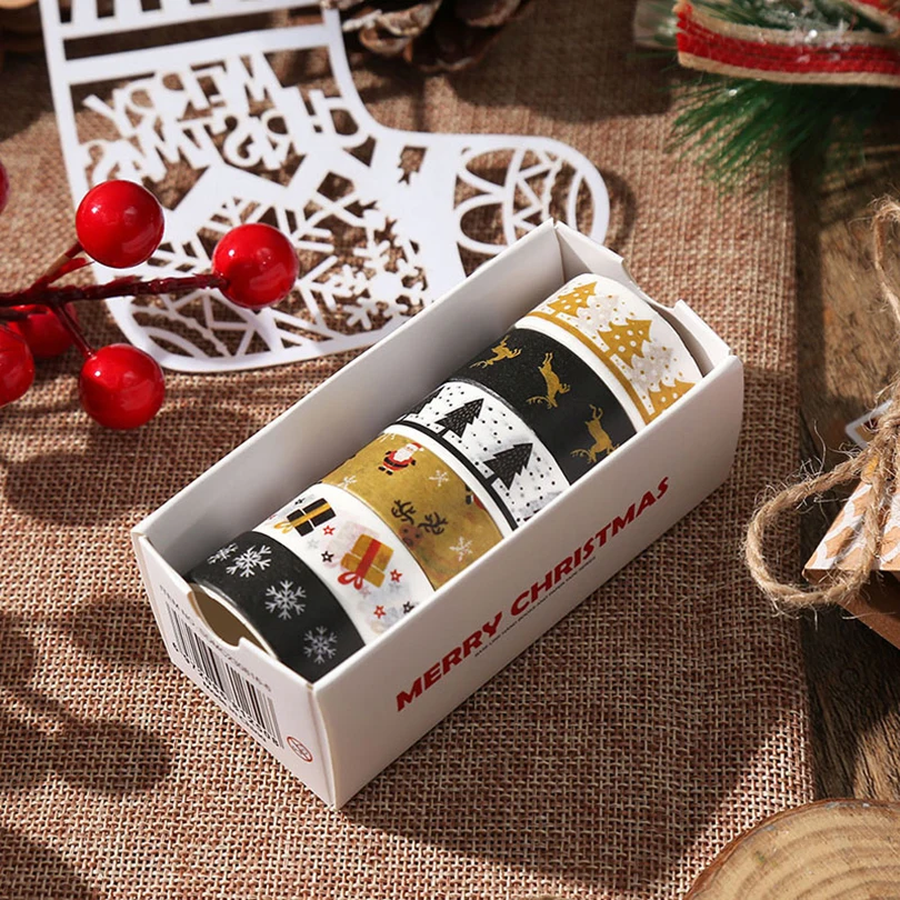 Christmas Washi Tapes 6Pcs Festival Washi Tape Stationery Gift Cinta Adhesiva Decorativa Scrapbooking Supplies Washi Tape Set 6