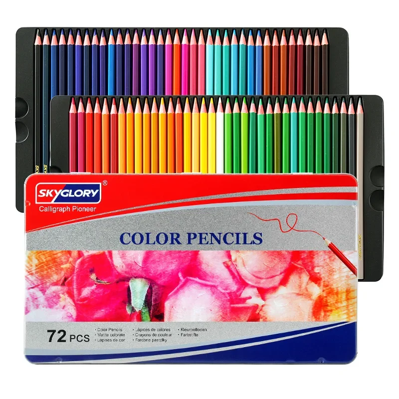 Color Pencils 12/24/36/72Colors Set Plastic Rod Solid Wooden for Writing Sketching Coloring Painting Drawing Art Supplies