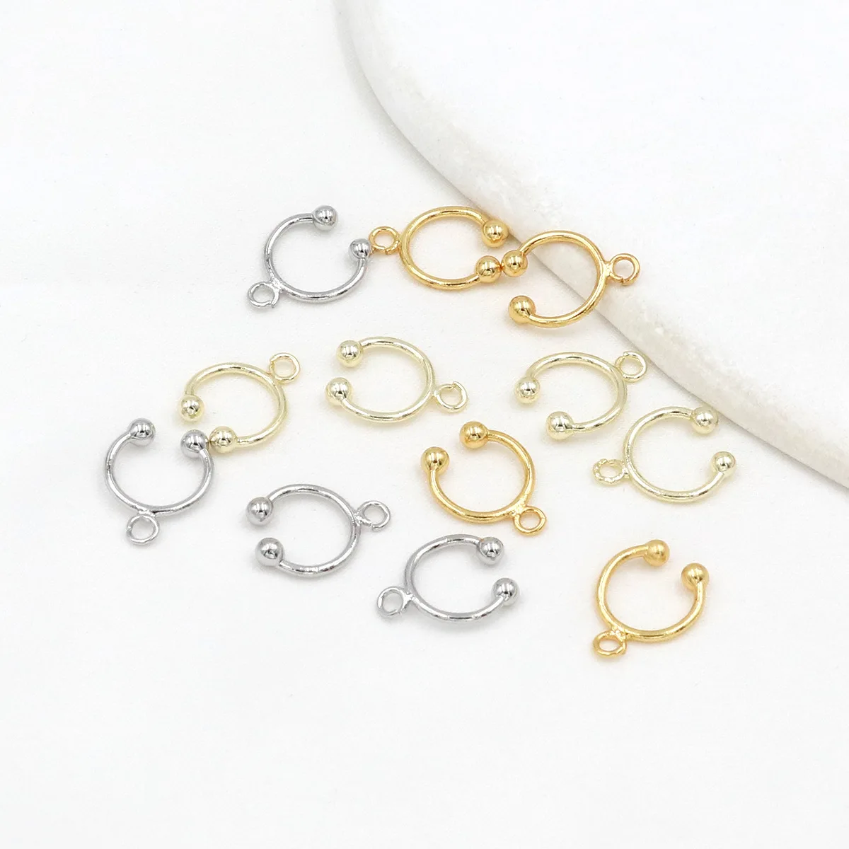 5 Stück/Set 18K Goldfarben Beschichtete Kupfer-Kugelohrringe mit Öse für DIY-Ohrringe, Fake-Knorpel-Ohrclips, Schmuckherstellung – Detail 6