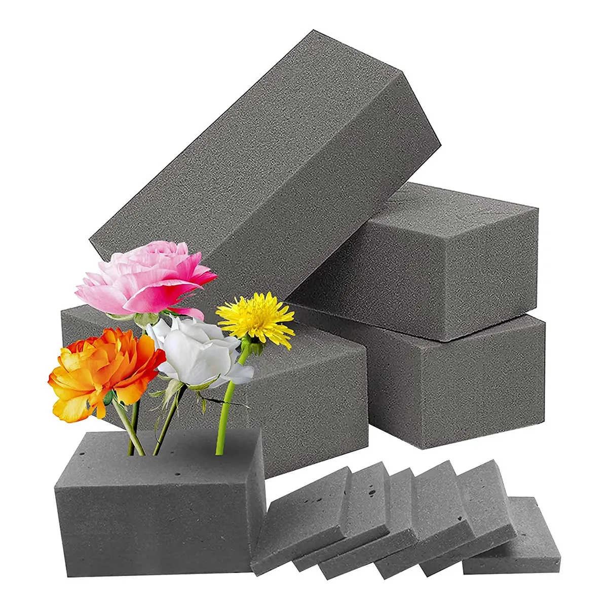 4Pcs Dry Floral Foam for Wet Floral Foam Bricks Grey Florist