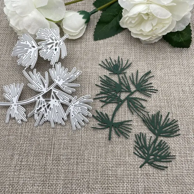 

Новинка, трафареты из сосновой ветви для резки металла, трафареты для «сделай сам», для скрапбукинга, декоративное тиснение, ручная работа, шаблон для резки, форма