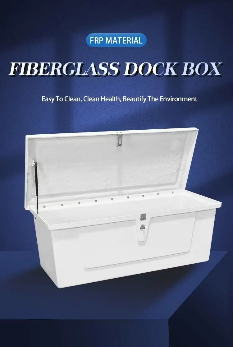 Outdoor High Quality Safety Storage Box Frp Fiberglass Marina Accessories Boat Gear Dock Box Outdoor Furniture