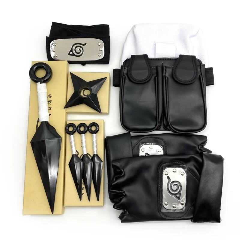 New 10pcs Naruto Cosplay Kunai Necklace Bag Headband Ring Shuriken Xmas
