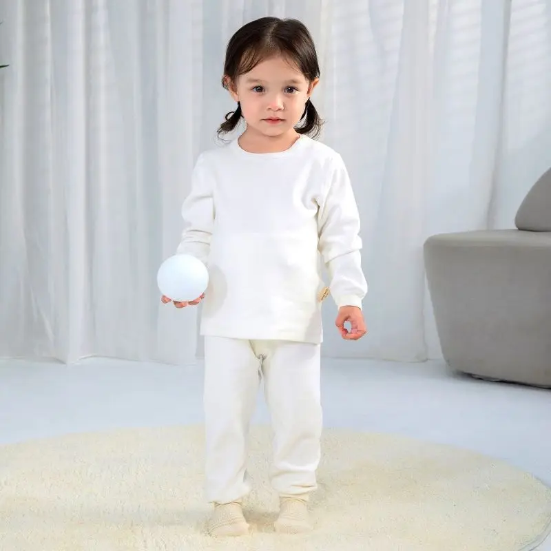 0-2Years Baby Sleepwear Spring Fall Winter White 100% natural colored cotton Boys Girls Thermal Warm Baby Kids Home Wear Pajamas