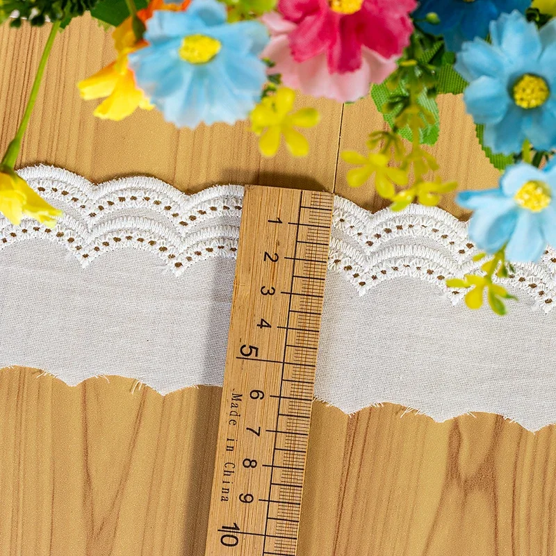 3 야드 럭셔리 화이트 베이지 자수 꽃 코튼 원단 레이스 여성 의류 칼라 DIY 레이스 트림 수 놓은 레이스 직물