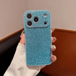 Luxury Starry Sky Glitter Phone Case - Shiny Solid Color Shockproof Cover - iPhone 15 Plus (Blue)