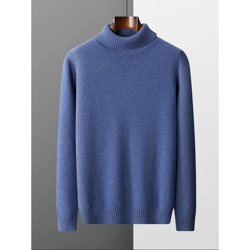 

New High Lapel Sweater Men's Knitted Sweater Men's plus Size Autumn and Winter Thickening Pure Wool Bottoming Shirt Men