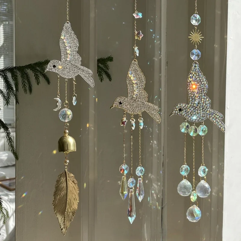 Sun Catcher Crystal Colibrì Wind Chime Crystal Stained Glass Suncatcher Outdoor Decor Rainbow Maker Prisma Chakra Home Decor