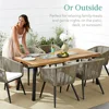 Dining Table Best Choice Products 6-Person Indoor Outdoor Acacia Wood , Picnic Table w/Powder-Coated Steel, 3