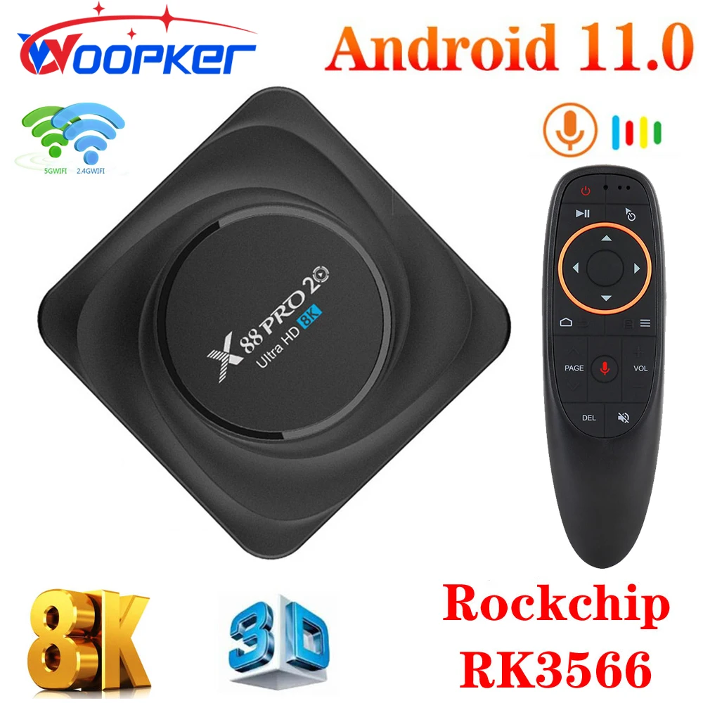 

Woopker Smart TV Box Android 11 X88 Pro 20 8GB RAM 128GB ROM Rockchip RK3566 8K 2.4G 5.8G WIFI Set Top Box Voice Control