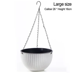 Outdoor Hanging Flower Pot with Macrame Plant Hanger (White - L)