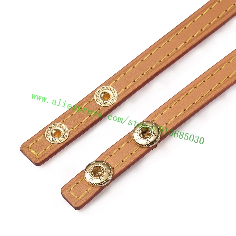 Natural Beige Leather Non-adjustable Bag Strap For Luxury Designer Lady Handbag Purse Women Shoulder Carry Belt Press Button